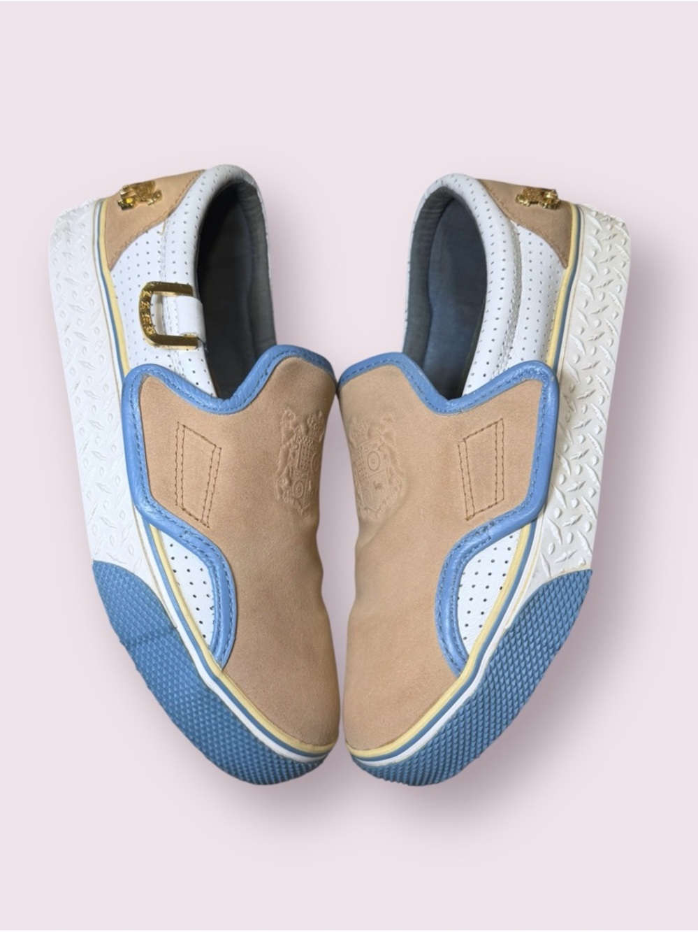 L.A.M.B Royal Elastics Katella Nubuck Blue Brown Sz 7.5